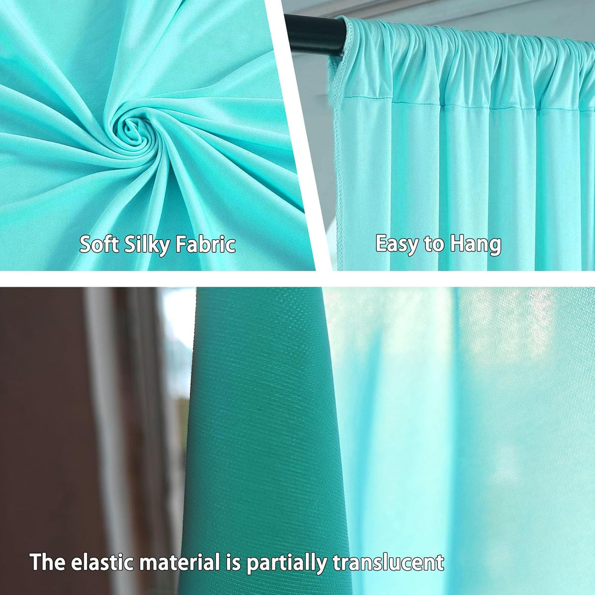 10 x 10 Feet Blue-Green Backdrop Curtain for Partie, Background Curtains for Photoshoot, Birthday