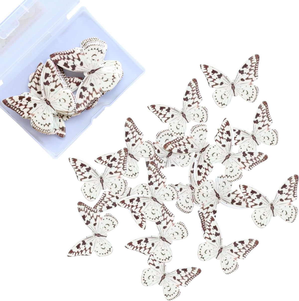 Ephlyn 48Pcs Edible Wafer Paper Butterflies for Cupcake Toppers Picks Edible Butterfly Cake