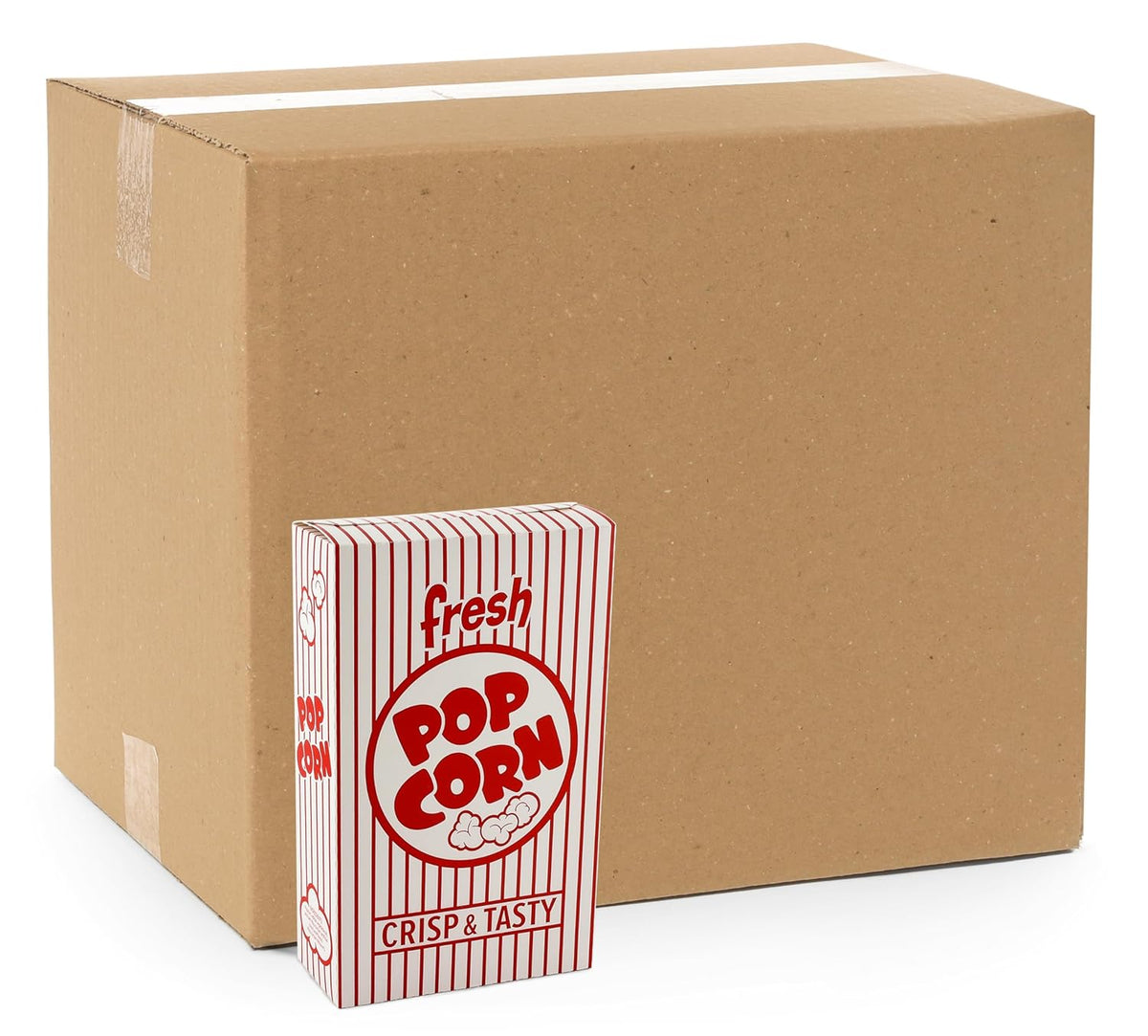 Snappy 3J Red & White Striped Close Top Popcorn Boxes for Movie Night Supplies, Popcorn Boxes Bulk