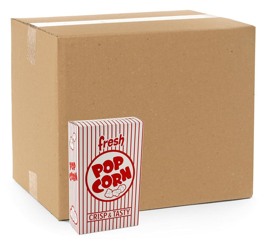 Snappy 3J Red & White Striped Close Top Popcorn Boxes for Movie Night Supplies, Popcorn Boxes Bulk