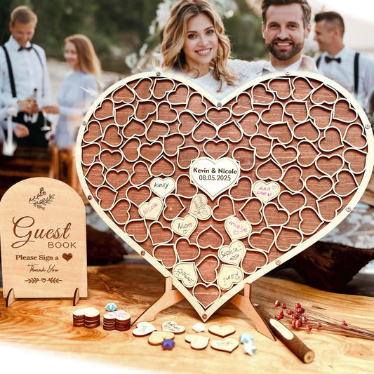 Wedding Guest Book Unique Wooden Heart Alternative GuestBook Bridal Shower Wedding Decoration with