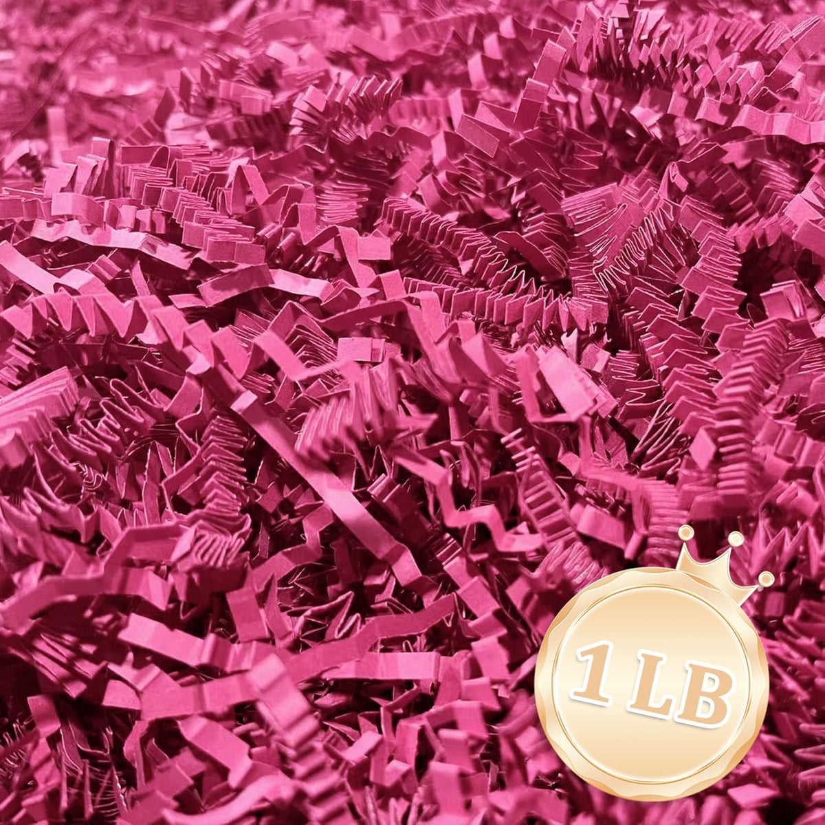 1 LB Fuschia Crinkle Cut Paper Shred Filler Great for Gift Wrapping, Fuschia Basket Fillers