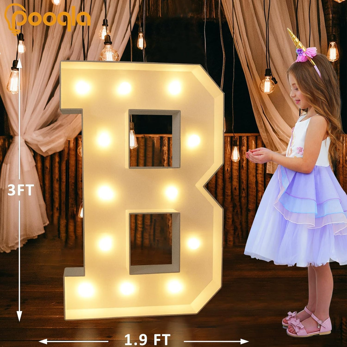 Pooqla 3FT Marquee Light Up Letters, LED Big Mosaic Marquee Letters 3 Feet, Giant LED Sign for