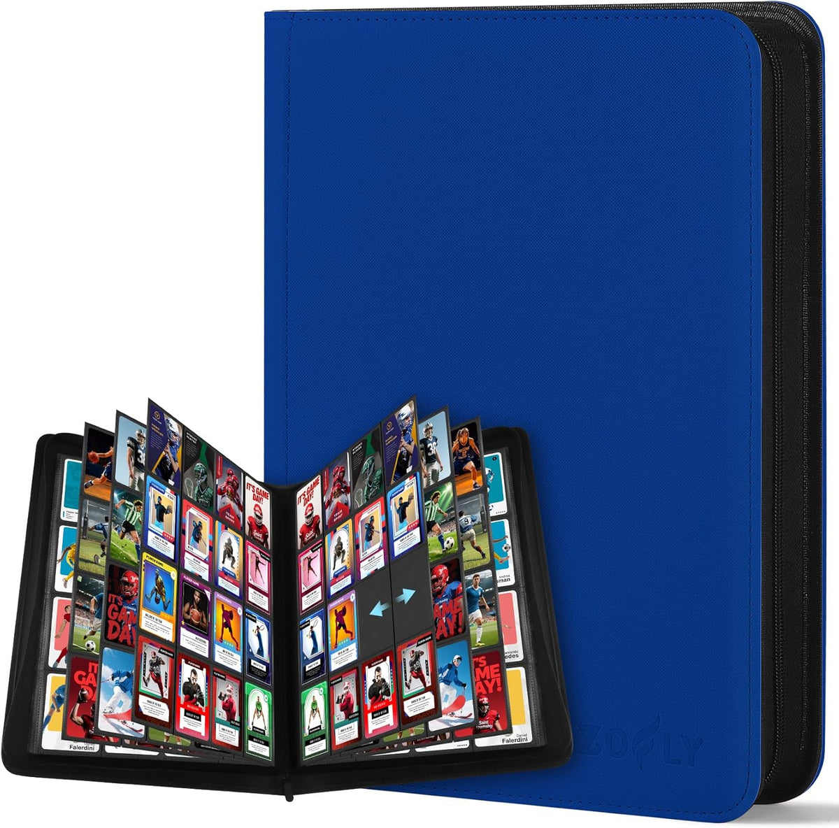 16 Pocket Card Binder, 1000+ Premium Zip Trading Card Binder, Double-sided Side Loading Card