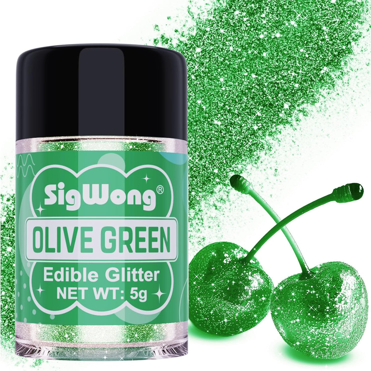 Olive Green Edible Glitter - 5g Food Grade Cake Decorating Shimmering Glitter, Edible Sprinkle