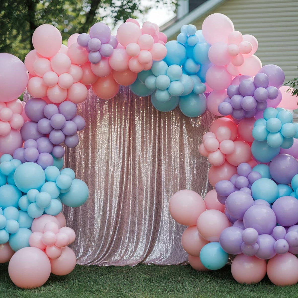 Blue Pink Purple Balloons, 12 Inch Pastel Balloons, Pearl Pink Purple Blue Pastel Latex Balloon for