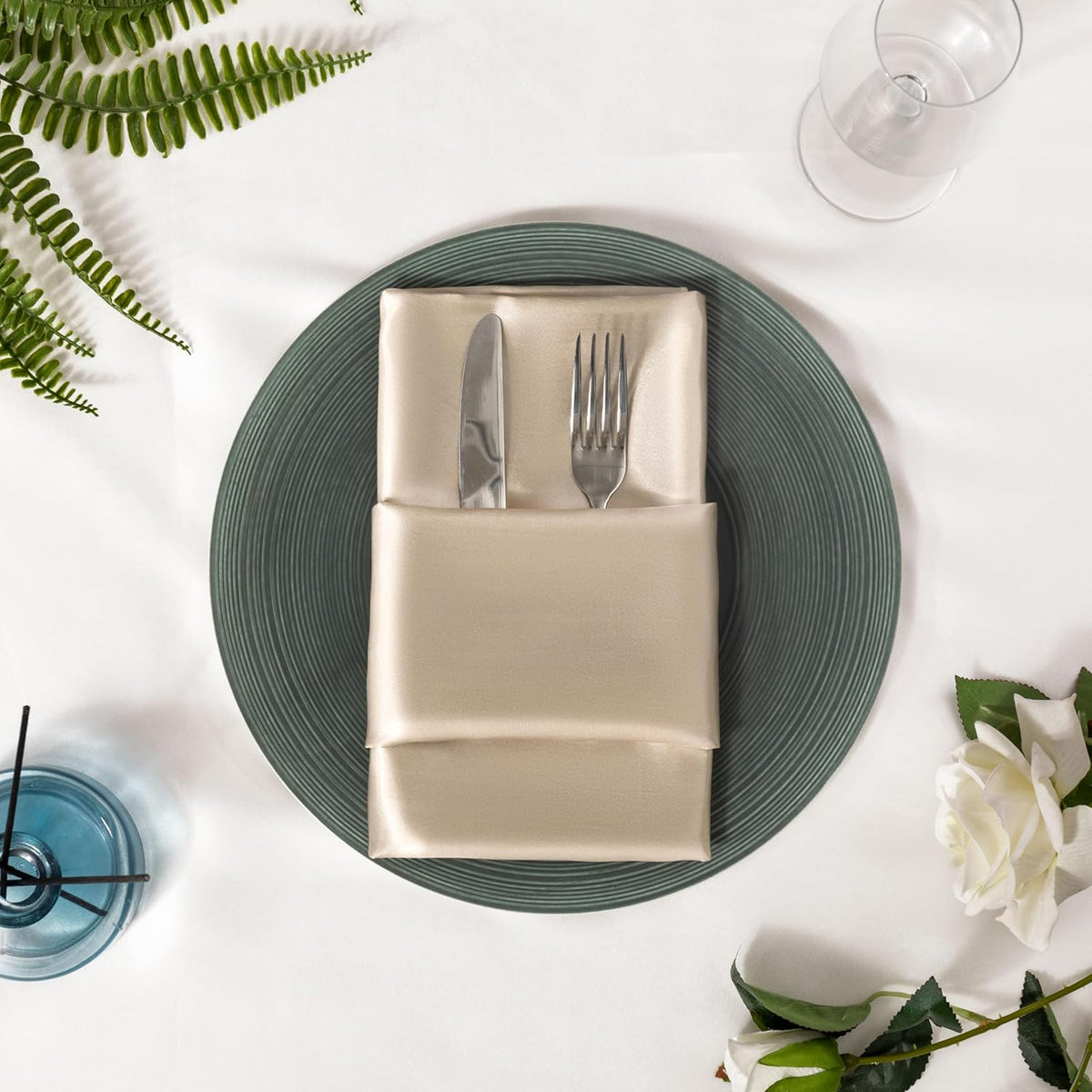 36 Pack Square Satin Dinner Napkins, 16x16 Inches Silky Soft Smooth Table Cloth Napkins for