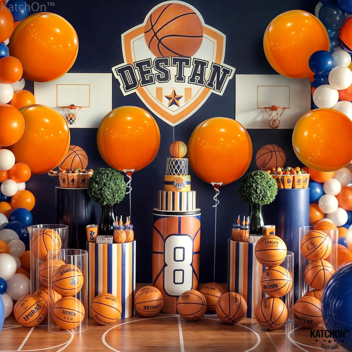 KatchOn, Big 22 Inch Orange Balloons - Pack of 6 | Mylar Balloons for Basketball Party Decorations