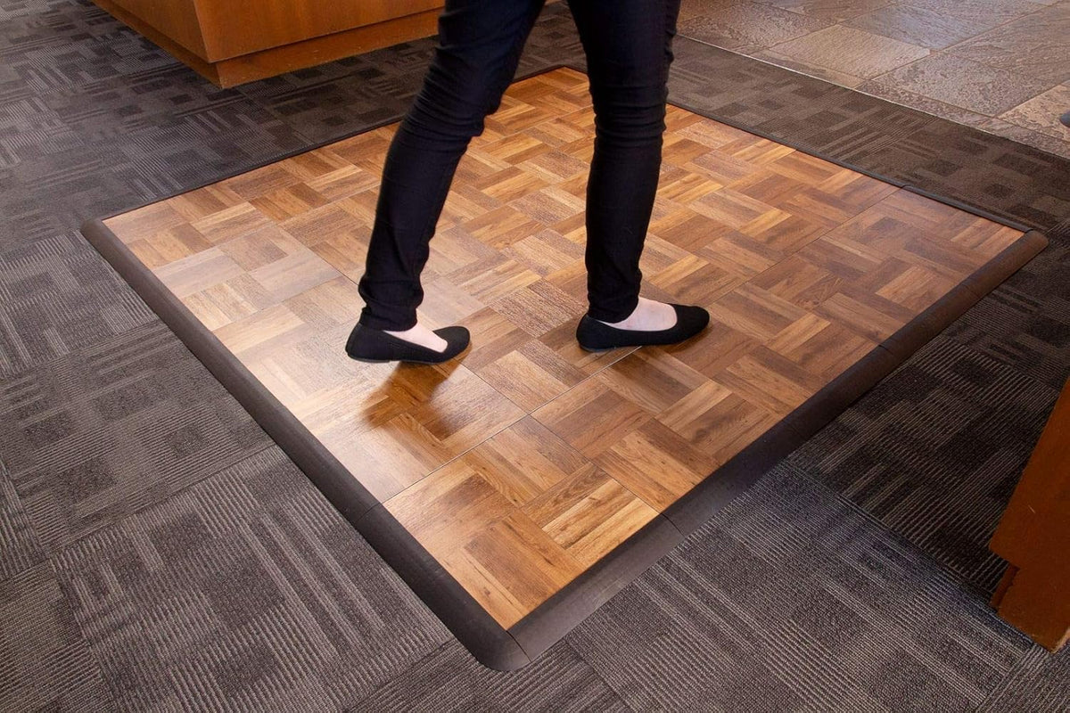 Big Floors 5X5DKOAKFLOOR Interlocking Lightweight Plastic Modular Dance Floor Kit (5' x 5'), Dark