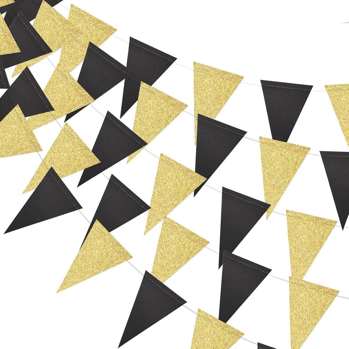 MerryNine Triangle Flag Bunting Banner, 3 Pack 30 Feet Vintage Style Pennant Banner for Wedding