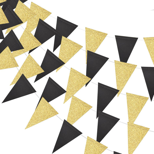 MerryNine Triangle Flag Bunting Banner, 3 Pack 30 Feet Vintage Style Pennant Banner for Wedding