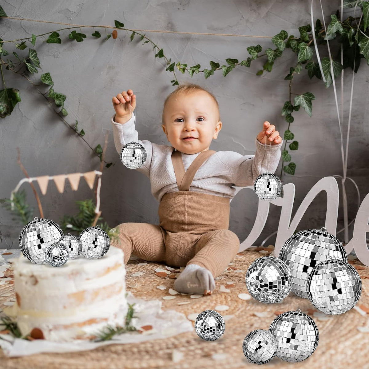 Funtery 100 Pcs Mirror Disco Balls Bulk Assorted Silver Hanging Disco Ball Decor for Home Wedding