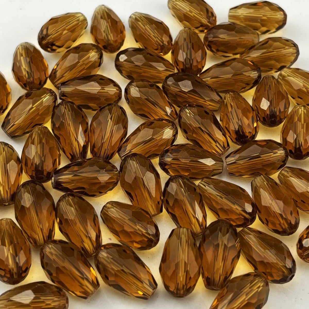 130pcs 6x8mm Teardrop Crystal Glass Beads for Jewelry Making, Faceted Vertical Hole Teardrop Glass