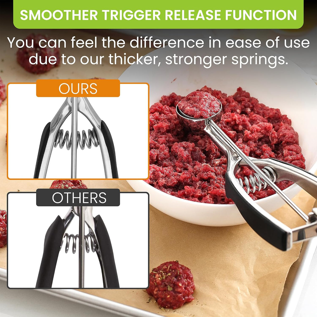 Spring Chef Small 1 Tablespoon Stainless Steel Cookie Scoop for Baking - Multifunctional #60 Cookie