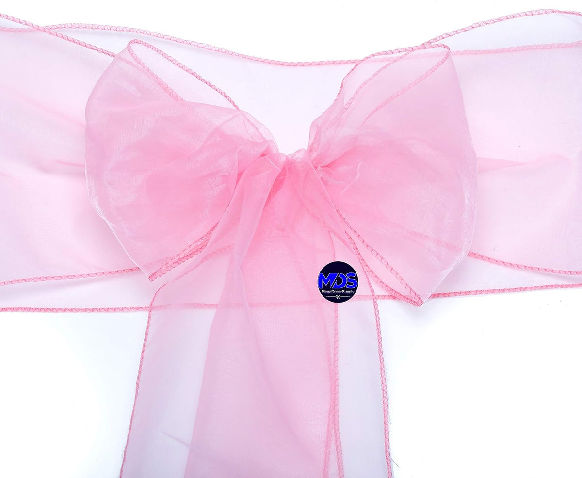 MDS Pack of 125 PCS Organza Chair Sashes Wider Dining Chair Bows Ribbon Tie Back for Wedding Party