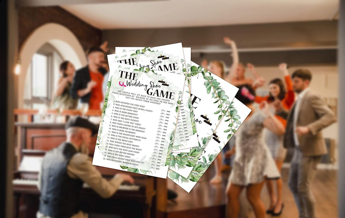 Bridal Shower Game Cards, Wedding Shoe Game, Tropical Jungle Theme Engagement Party Cards for