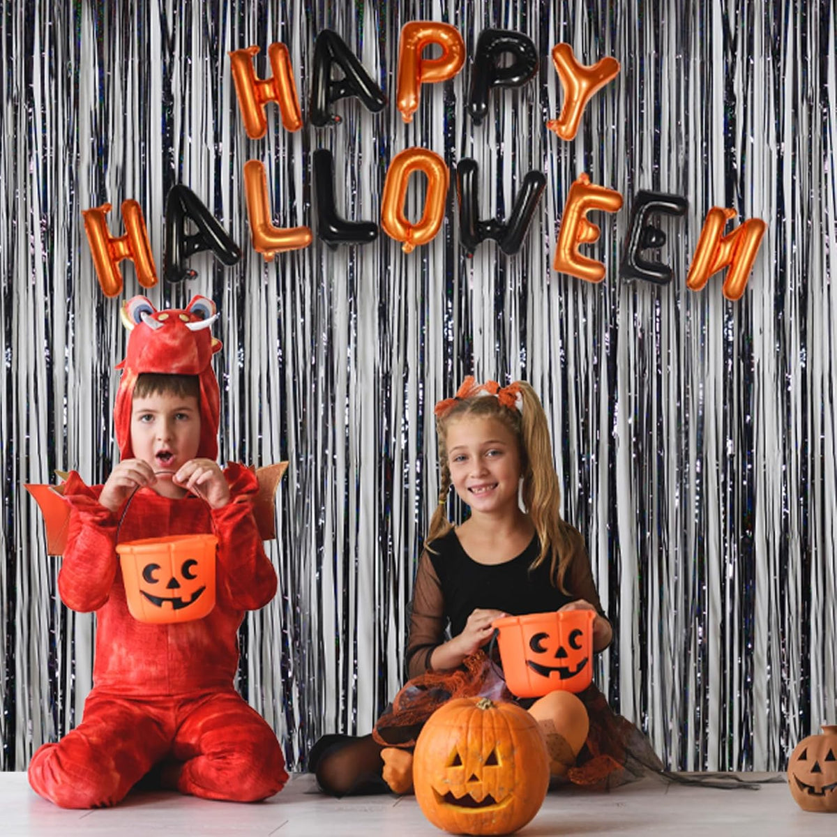 Halloween Party Decorations Indoor for Adults, Melsan 3.2 x 8 ft Black Streamer Tinsel Photo