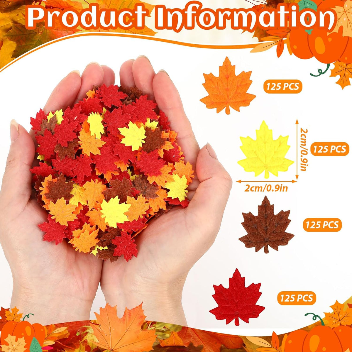 MARFOREVER Fall Felt Maple Leaf Confetti, 500Pcs Thanksgiving Leaves Confetti Decorations Mixed
