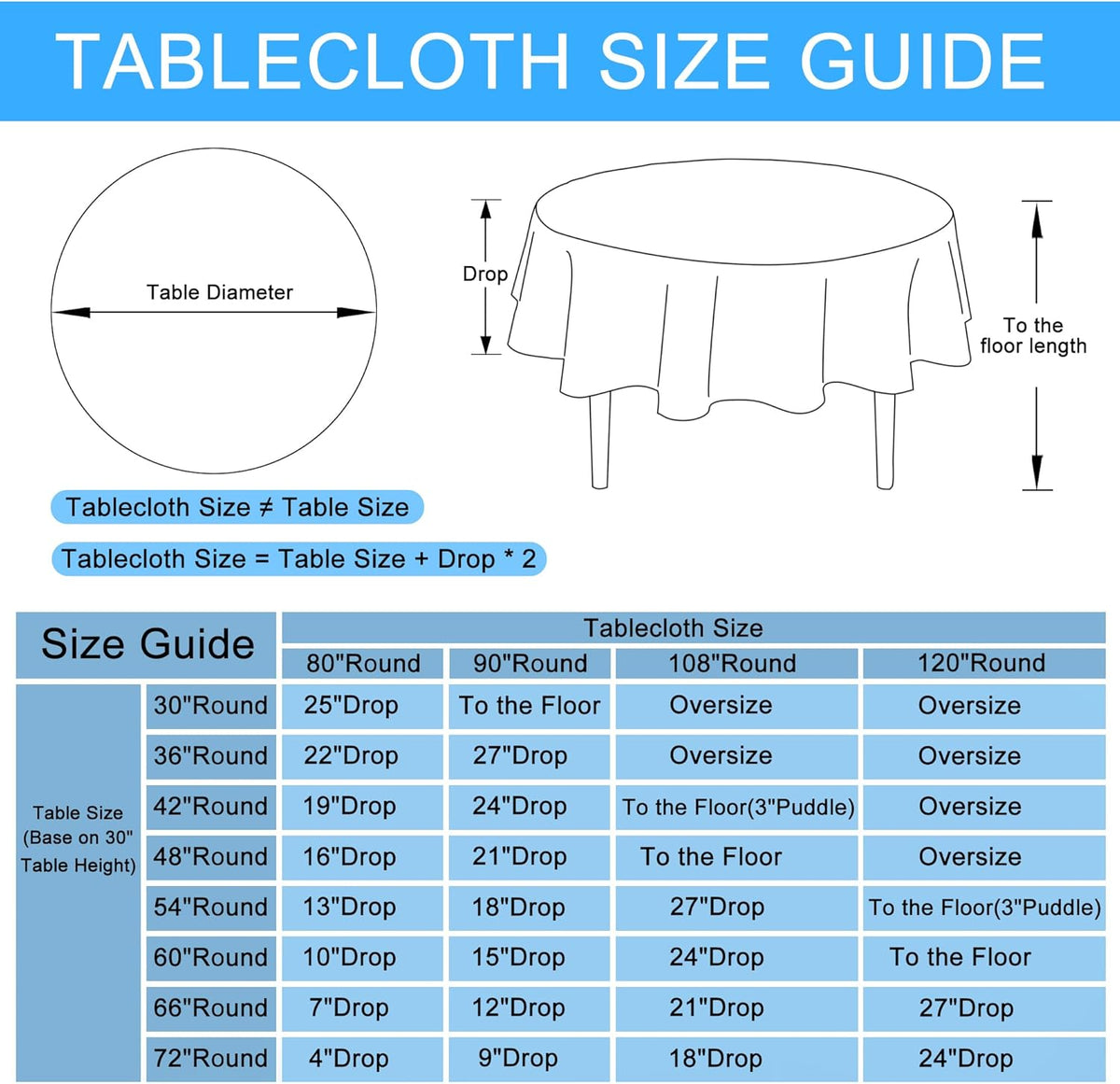 Hiasan Round Linen Tablecloth 108 Inch - Wrinkle and Stain Resistant Washable Polyester Fabric