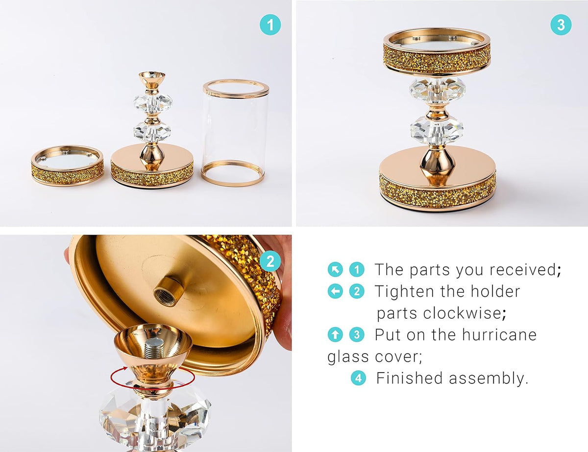 Candle Holder, Pillar Candle Holders, Crystal Candlesticks Holder for Wedding, Parties, Events