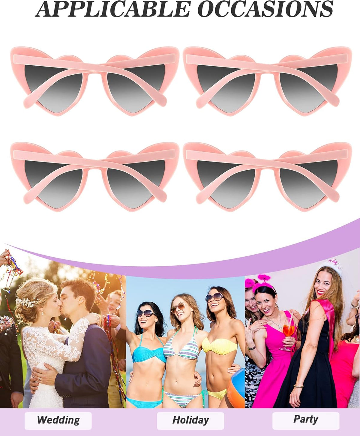 Flutesan 20 Pairs Retro Heart Sunglasses Vintage Cat Eye Heart Glasses Women Bachelorette Bride