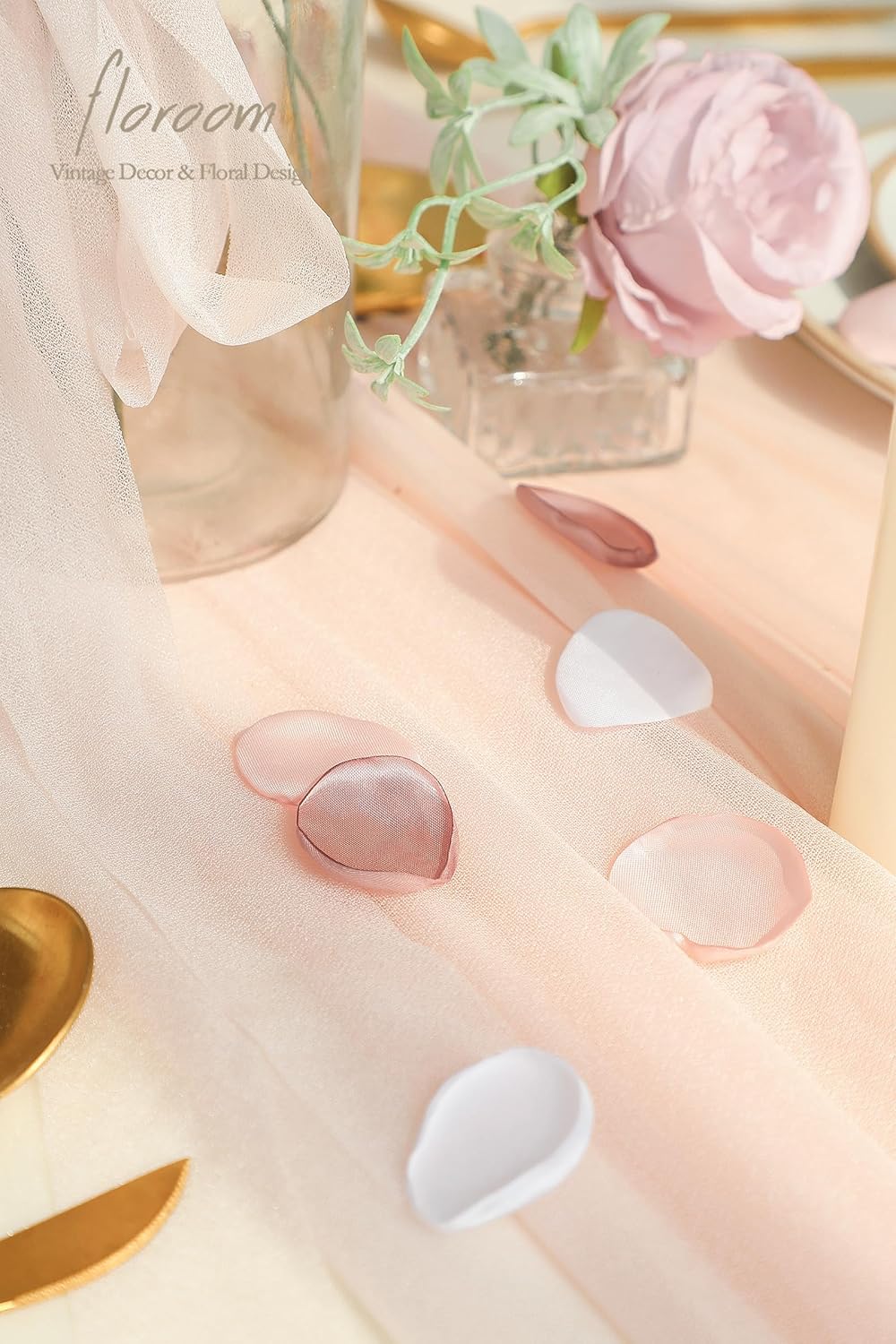 Floroom 500pcs Rose Petals Dusty Rose Blush Faux Silk Flower Petals for Wedding Flower Girl Basket