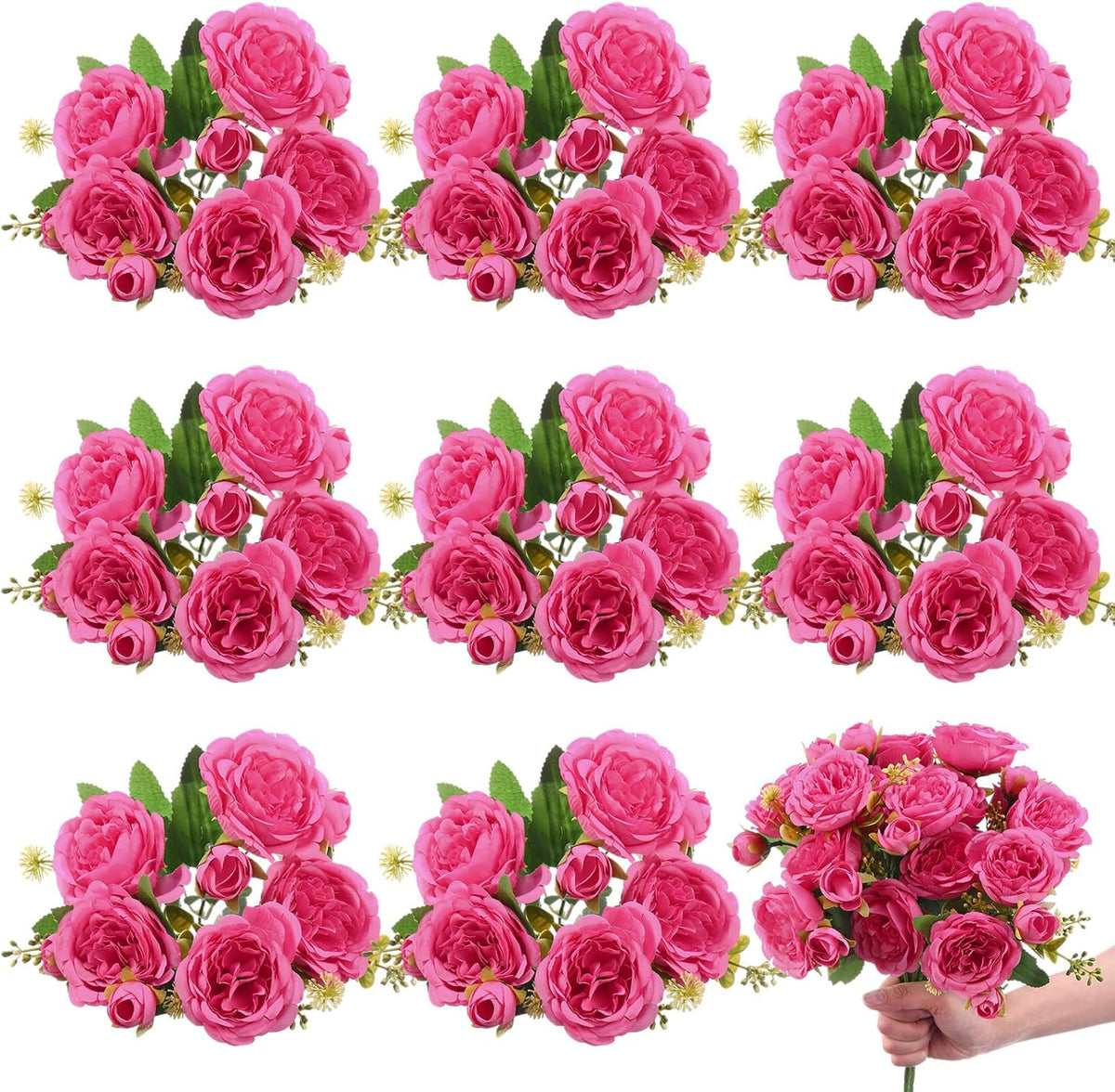 8 Bundles Artificial Peonies Flowers Boho Faux Flowers Arrangements Artificial Centerpiece Spring