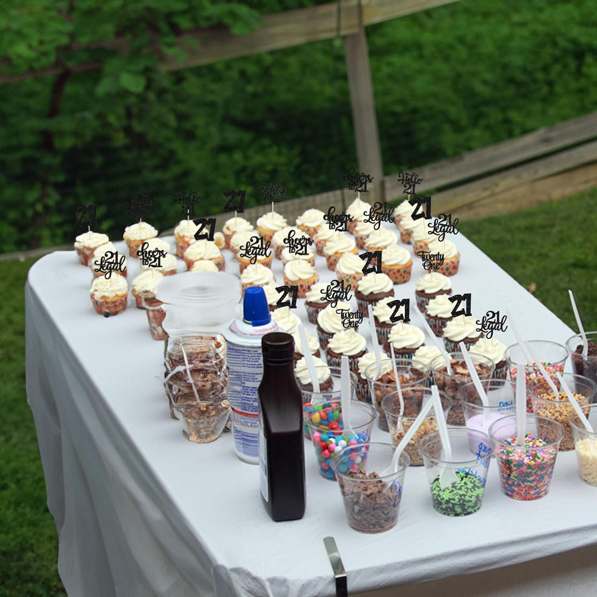 30pcs 21st Birthday Cupcake Toppers - Legal 21st Cupcake Picks - Cheers to 21 Years Old Cake