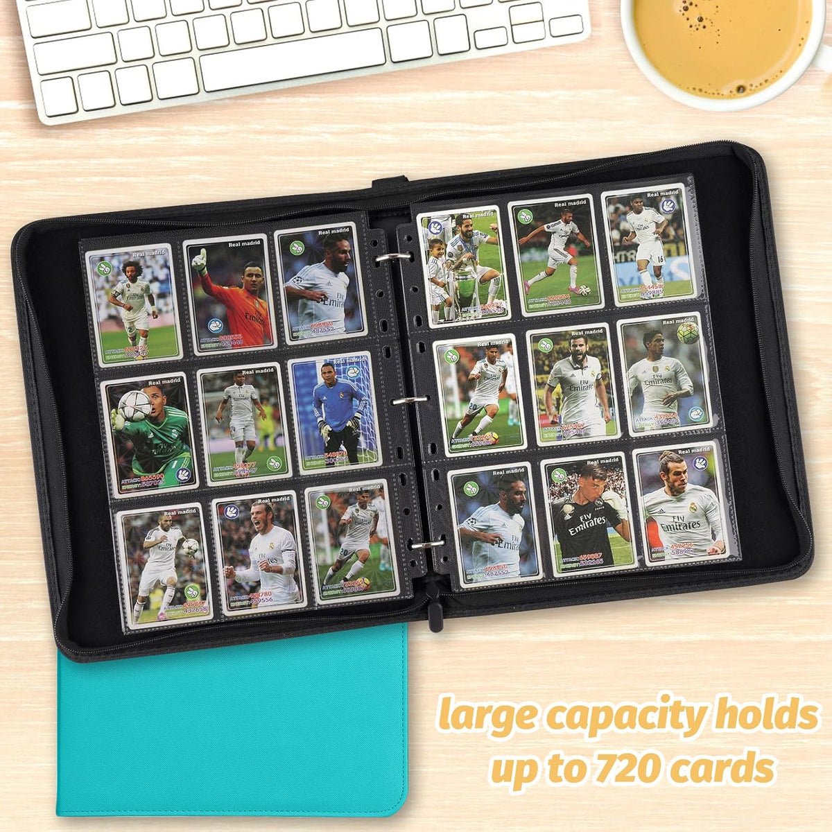 Trading Card Binder, Card Collection Binder Album Folder with 720 Side Loading Pockets, 9 Pocket