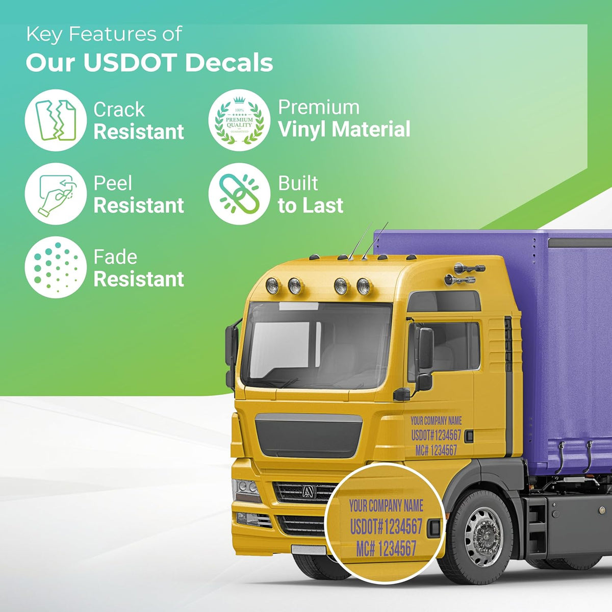 Custom USDOT Truck Decal, MC, Company Name & Registration Stickers, Vinyl Lettering Sticker for