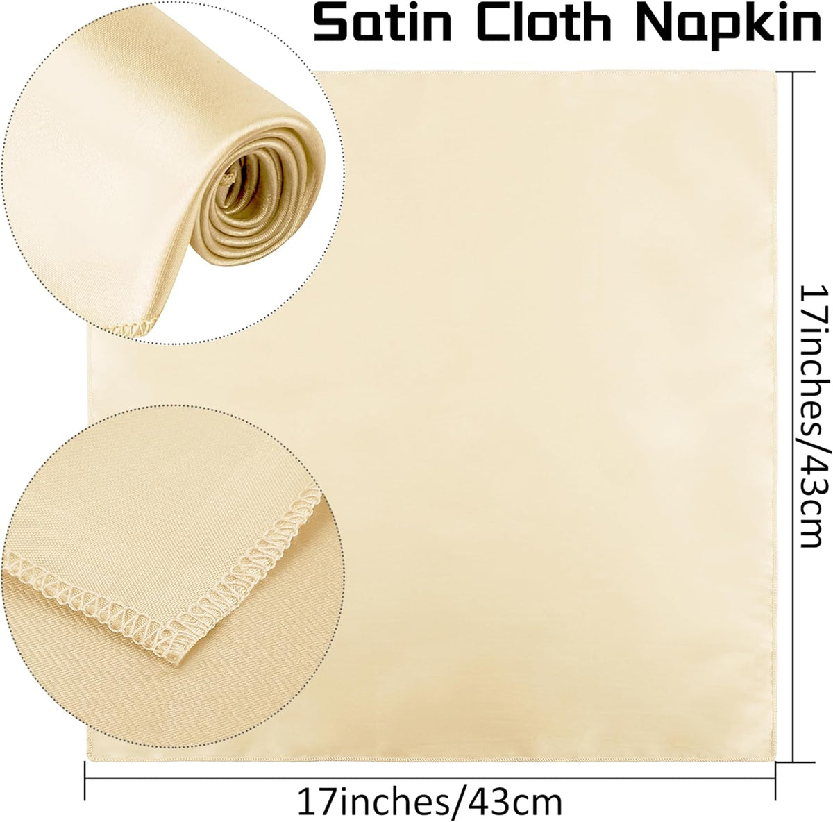 Aneco 12 Pieces Satin Napkins Soft Dinner Napkins Square Weddings Table Napkin 17 x 17 Inches for