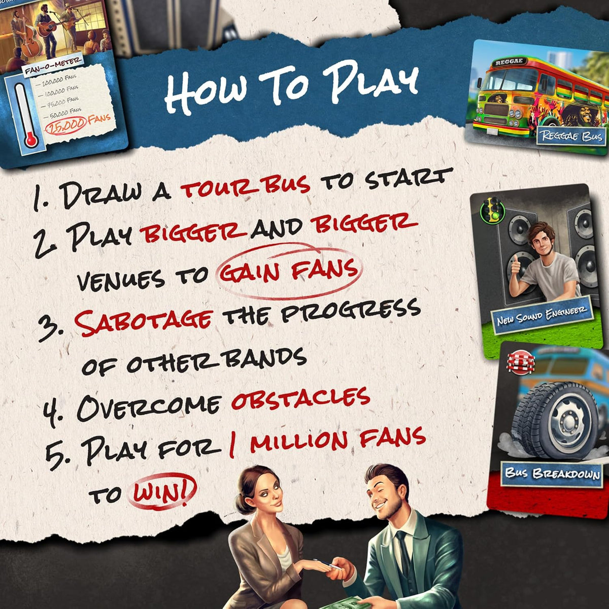 On Tour – Music Themed Card Game for Families, Mille Bornes Style | Teens & Adults | Fun Party