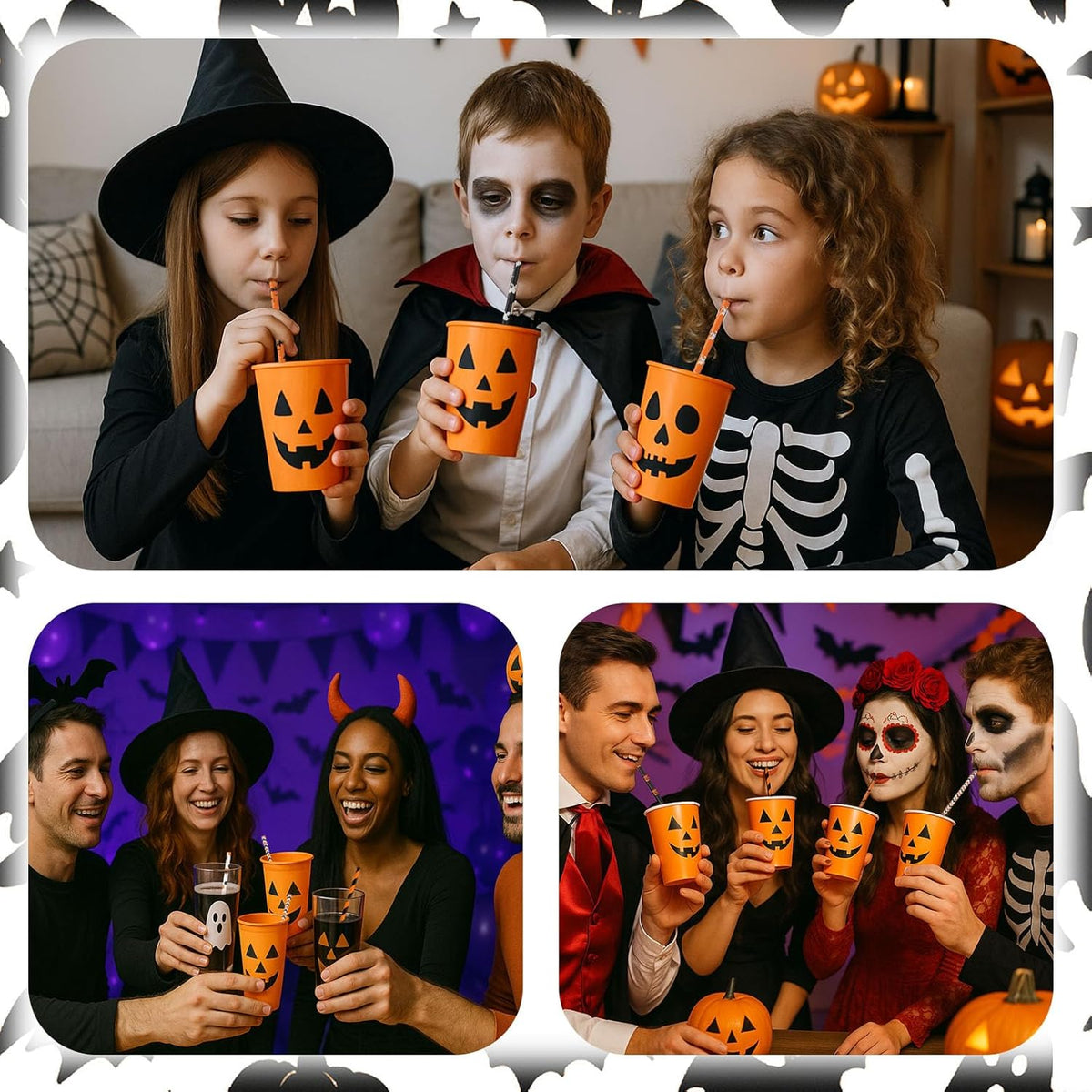 HANSGO Halloween Paper Straws, 70PCS Paper Drinking Straws Bulk for Halloween Party Favor Cupcake