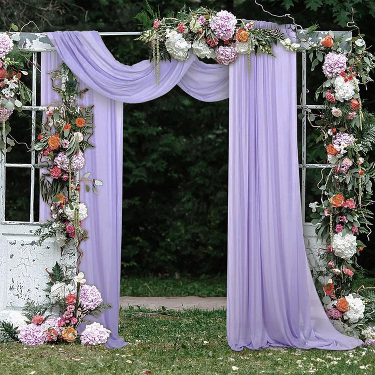 Wedding Arch Draping Fabric 2 Panels 20Ft Length x 28" Width Lilac Arch Drapes Chiffon Fabric Sheer