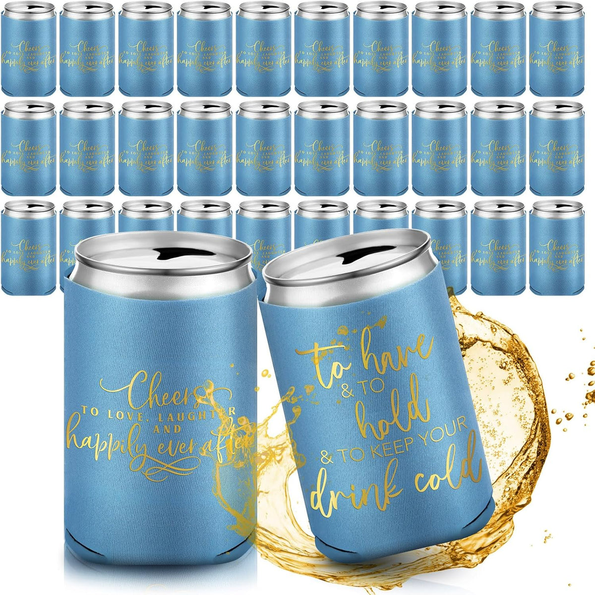 50 Pieces Wedding Can Cooler Bulk Engagement Party Favors for Guests Cheers to Love Laughter and