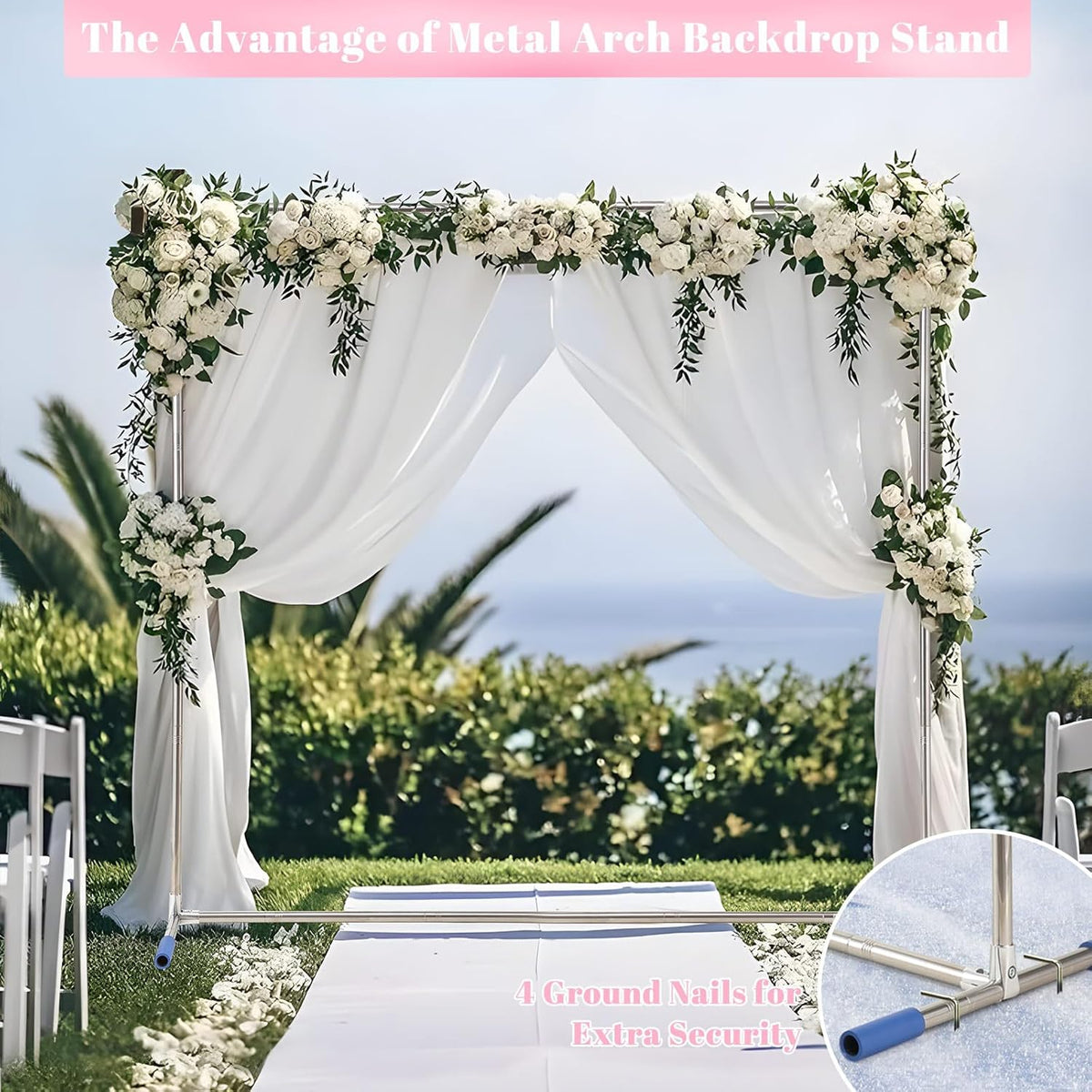 Arch Backdrop Stand,7x4 FT Metal Wedding Square Backdrop Stands for Ceremony Square Stainless Steel