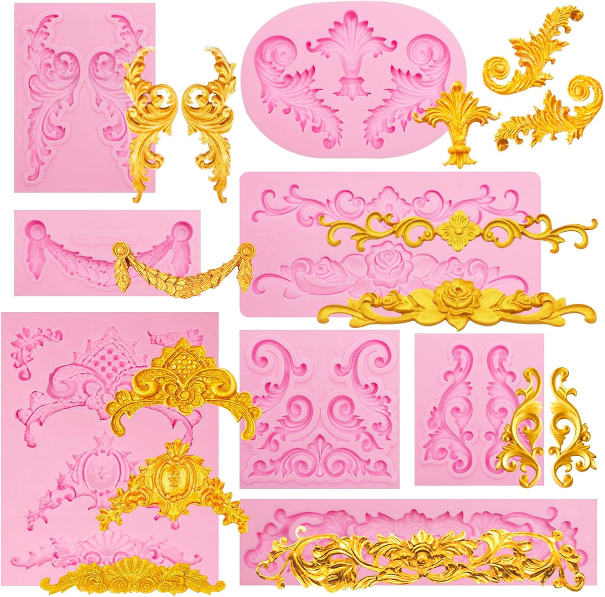 Baroque Scroll Pattern Silicone Craft Molds Border Decorative Silicone Moulds for Crafting polymer