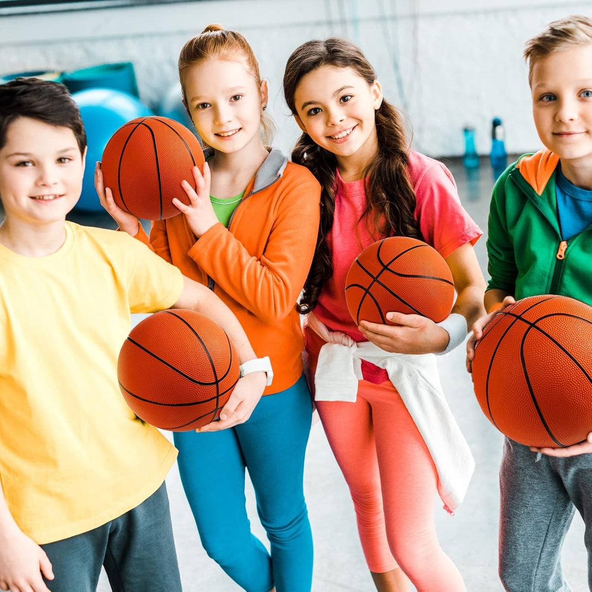12 Pcs Mini Rubber Basketballs with Air Pump Set 7 Inch Mini Hoop Basketball Small Junior Size 3