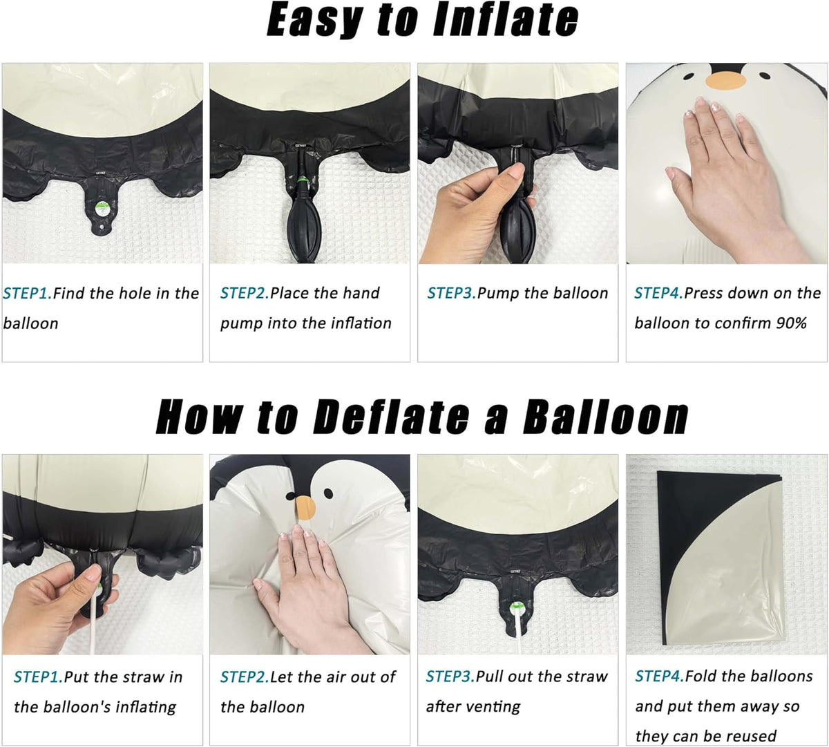 2PCS Matte Walking Animal Penguin Balloon Cute Penguin Shaped Foil Mylar Balloon For Farm Animal