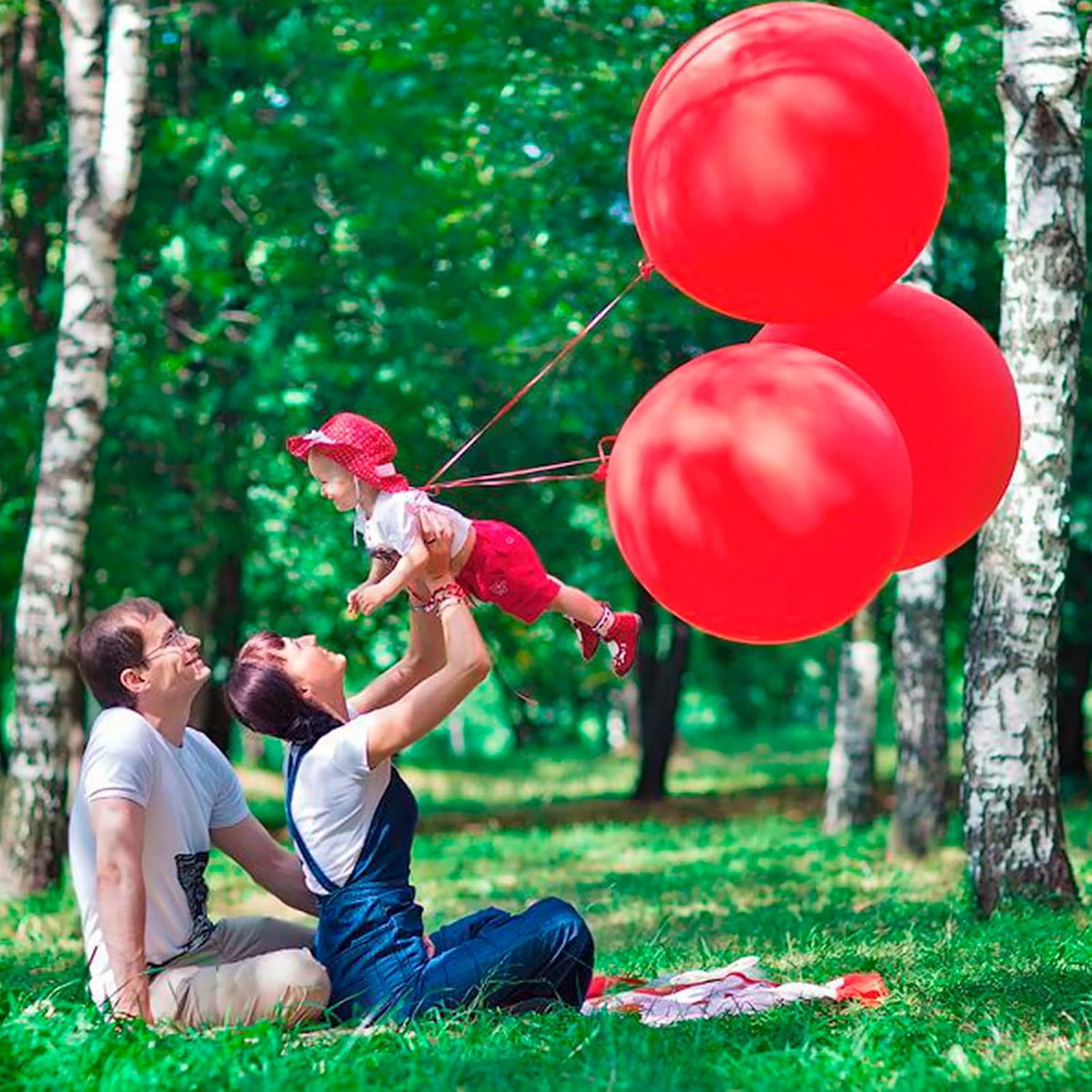Giant 36 inch Jumbo Red Balloons - 4pcs Latex Balloons for Birthday, Wedding, Photo Shoot