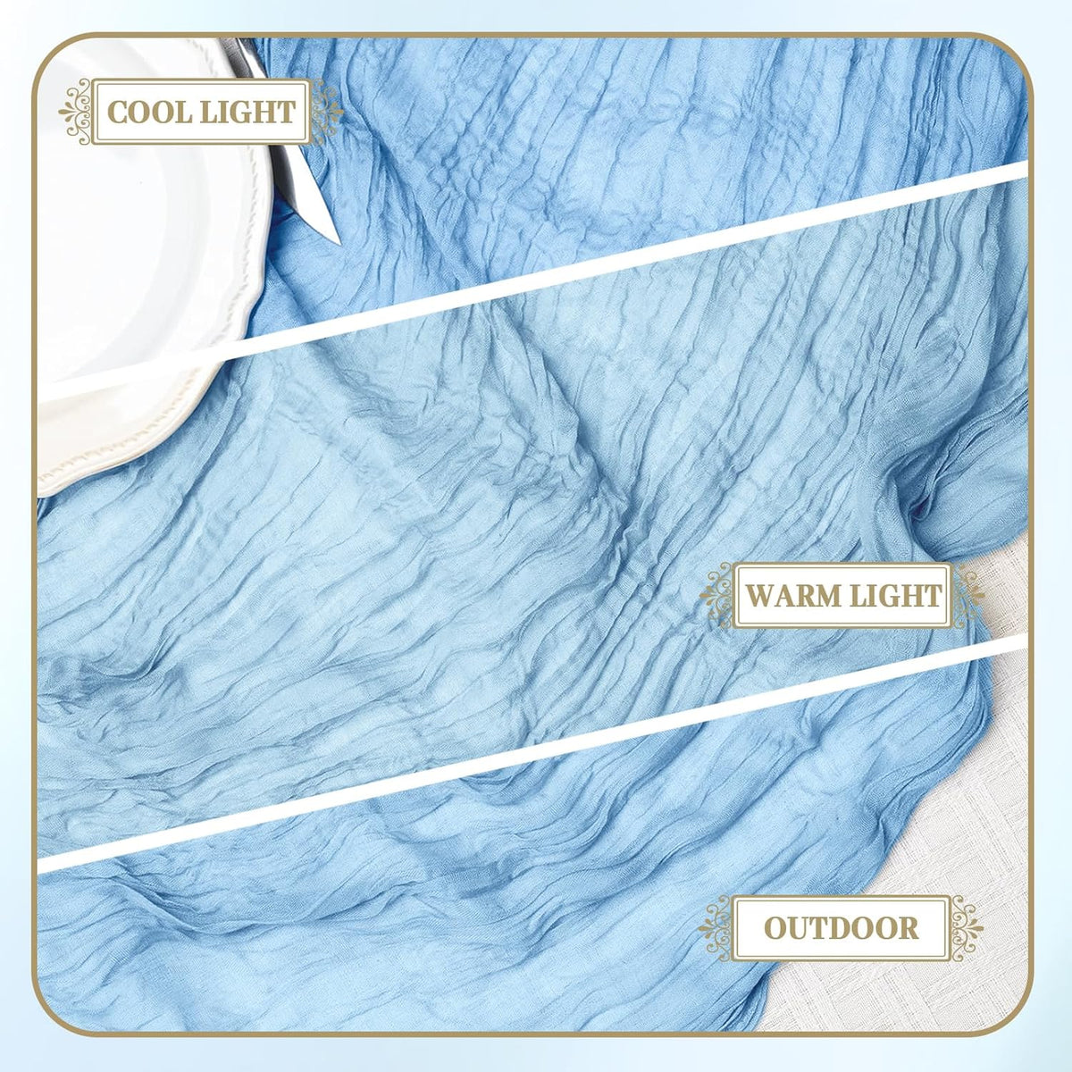 Le courant 6pcs 10Ft Cheesecloth Table Runner, Rustic Boho Gauze Cheese Cloth Runner Table Runner