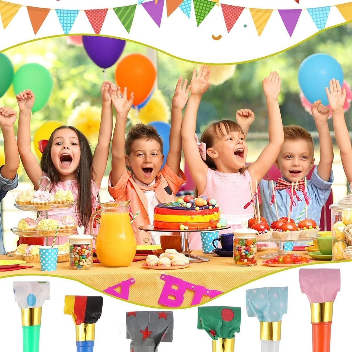 25 PCS Party Blower Blowouts Noisemakers Funny Blow Horns Colorful Birthday Blow Horns Whistles New