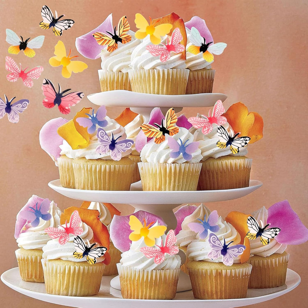 YOcity 72Pcs Edible Butterflies Cake Toppers Edible Butterfly Cupcake Toppers Wafer Paper