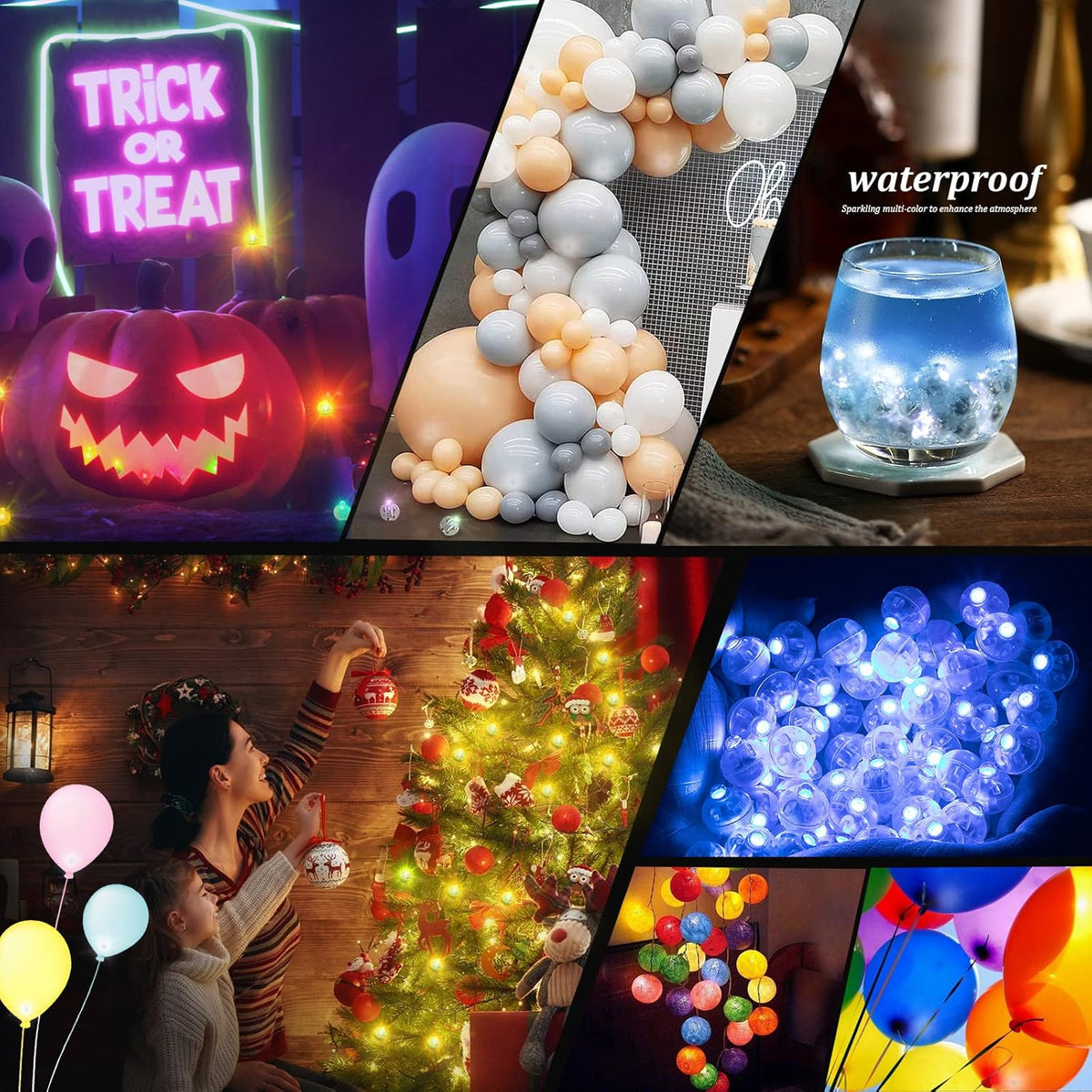 50pcs Blue LED Balloon Light, Round LED Ball Lamp Tiny Led Lighting Decoration for Indoor Outdoor