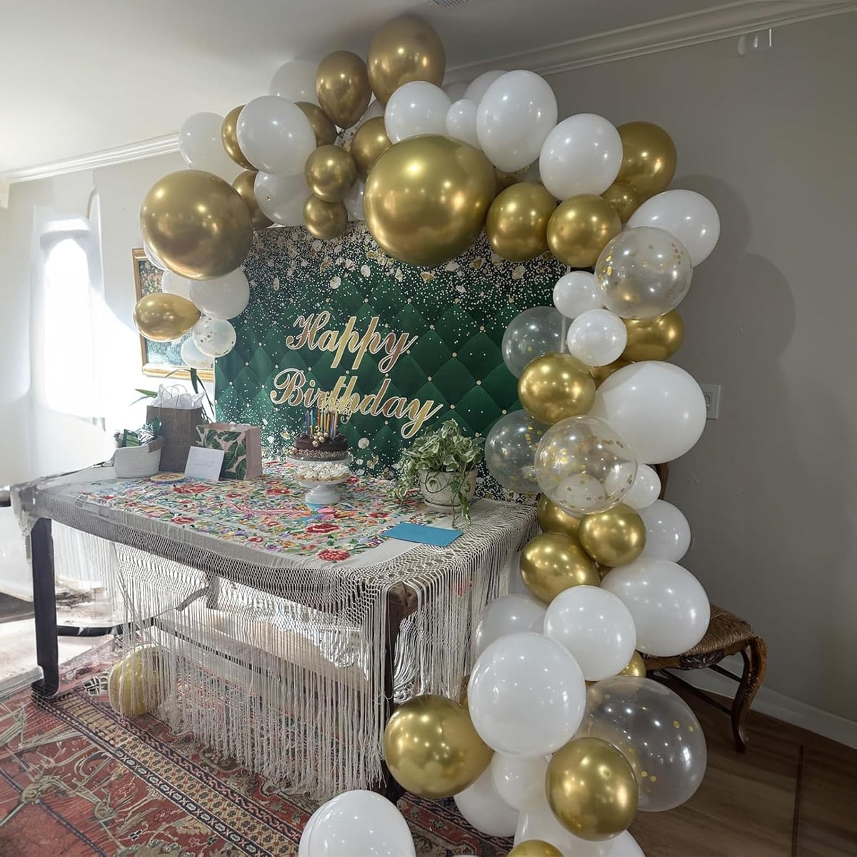 Balloons White and Gold, 60 Packs 12 Inch Metallic Gold Balloons Pearl White Latex Balloon Gold