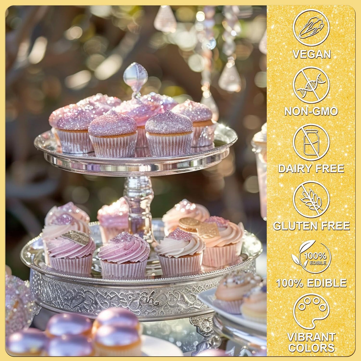Gold Edible Glitter - 5g Food Grade Cake Decorating Shimmering Glitter, Edible Sprinkle Luster Dust