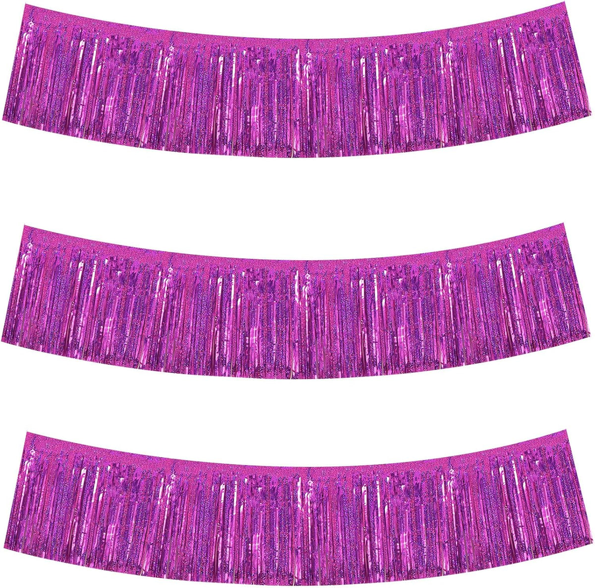 BEISHIDA 3 Packs Metallic Foil Fringe Garland Laser Rose Red Wall Hanging Tinsel Fringe Banners for