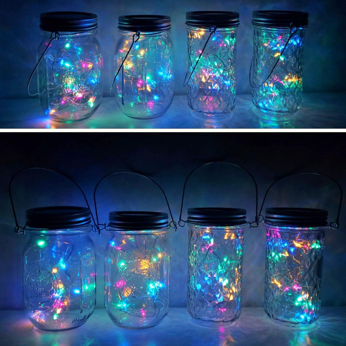 Solar Mason Jar Lights, 6 Pack 10 LED Jar Lid String Lights with 6 Hangers(No Jars), Waterproof