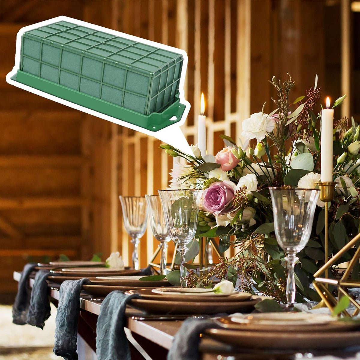 YOMUME Floral Foam Cage 2 Pieces, Flower Cage Holder with Foam for Fresh Flower Arrangement and