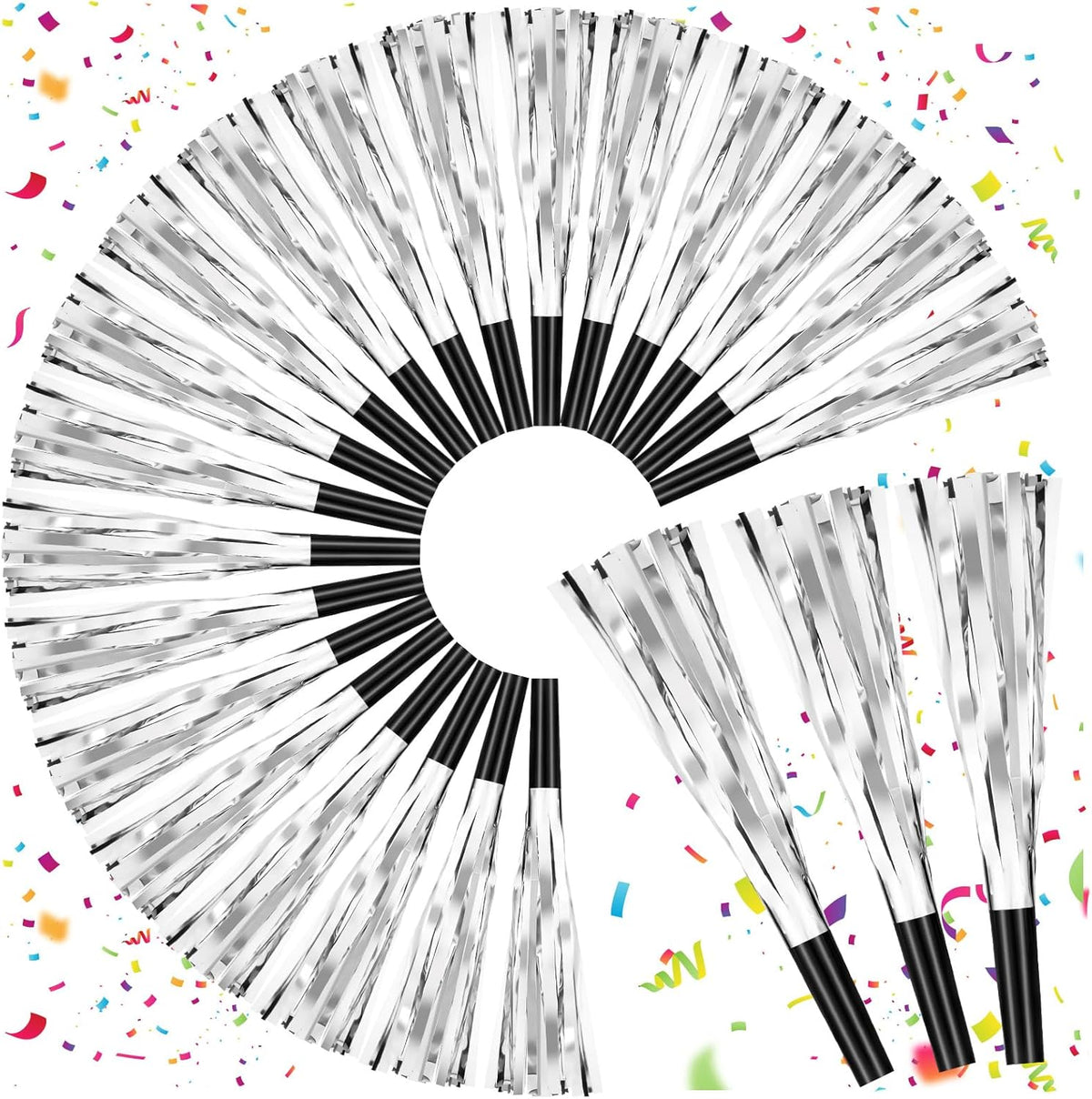 36 Pcs Noise Makers Birthday Blowers Glitter Metallic Fringed Party Blow Horns for Birthday Baby